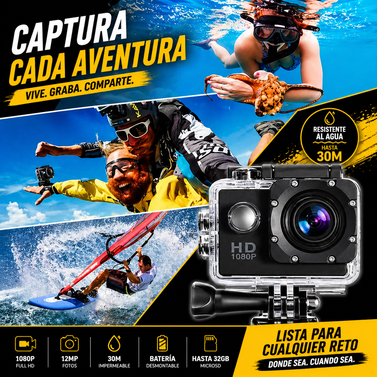 Cámara Go Pro Full Hd 1080p