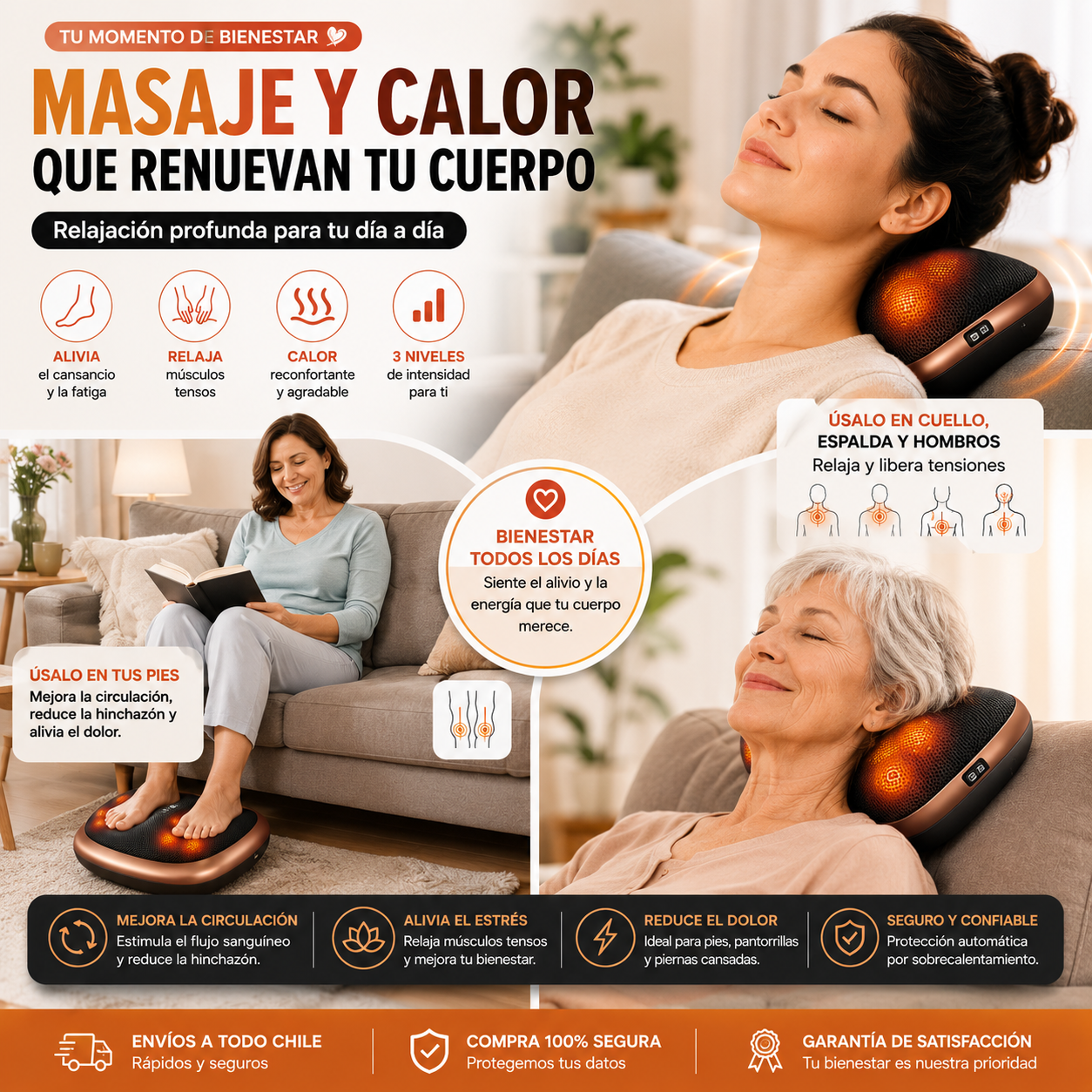 Masajeador Eléctrico Cojín-Almohada de Doble Hélice