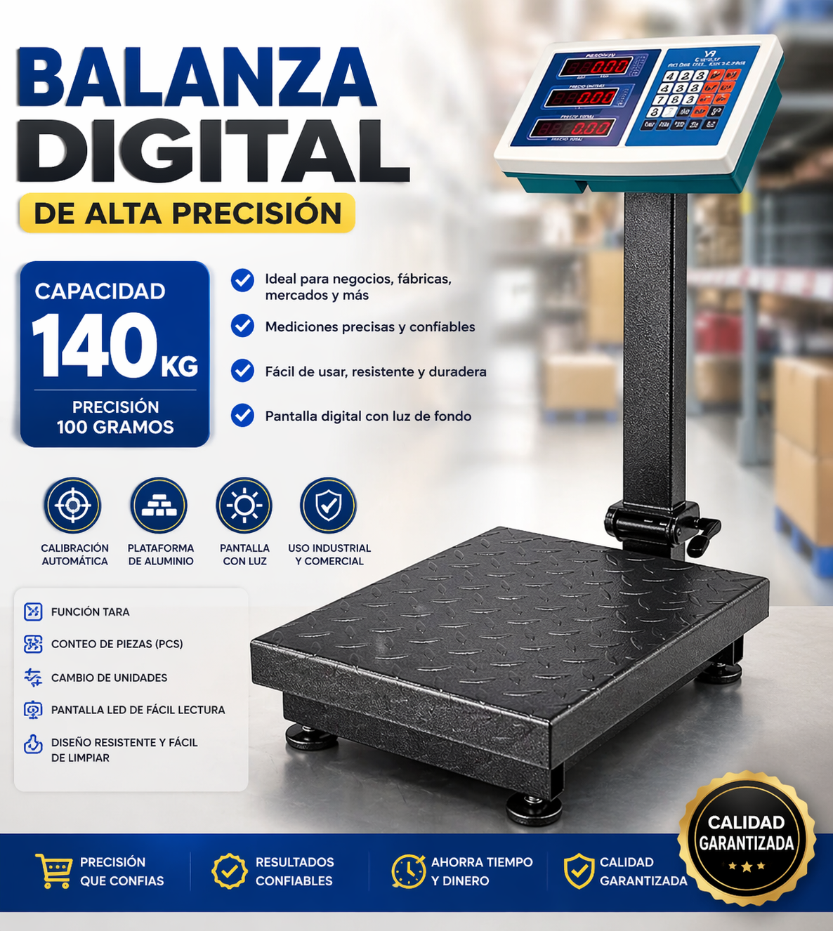 Balanza Digital Capacidad de 140 Kg